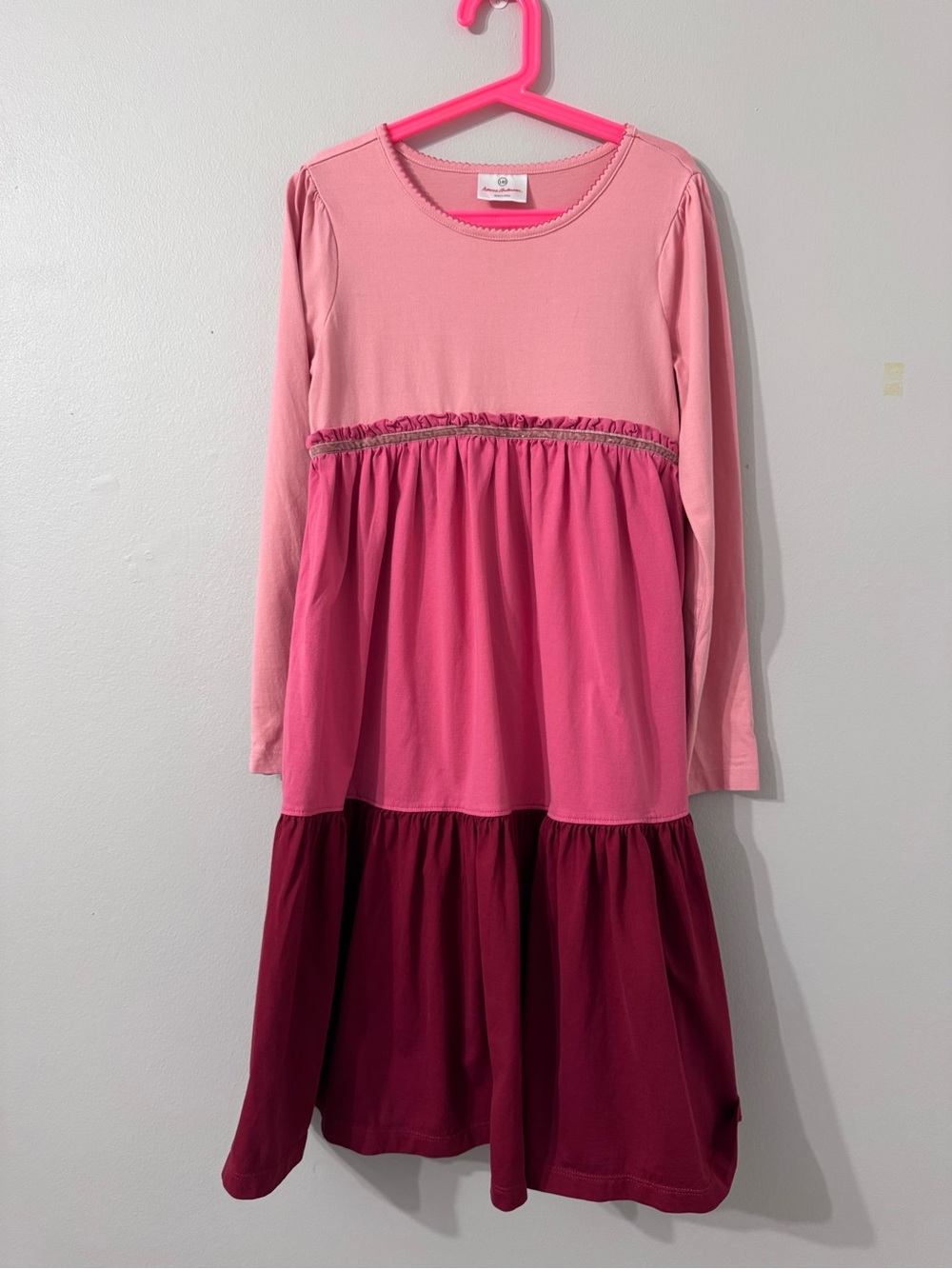 Hanna Andersson Pink Ombre Tiered Long-Sleeve Dress Colorblock